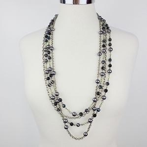 Fashion Jewerly Black Bead Multi Layered Necklace